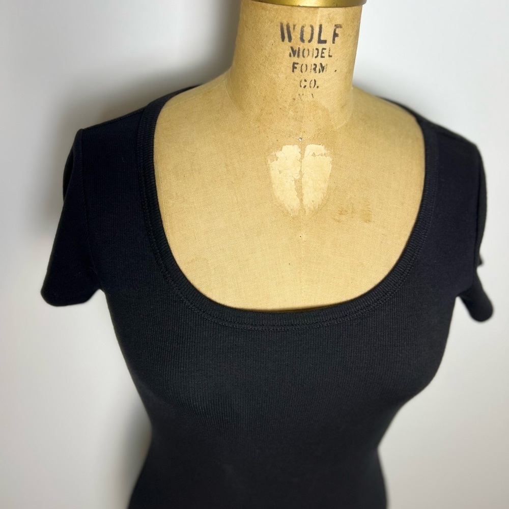 Anthropologie t.La black stretchy ribbed mini dress xxs - Picture 2 of 6